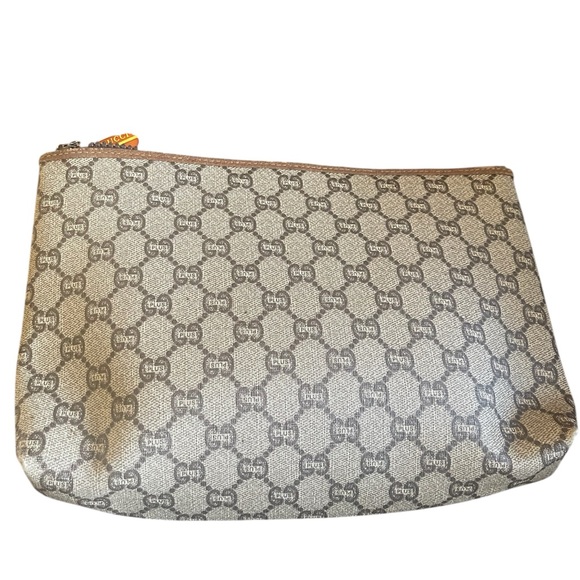 Auth Gucci Plus toiletry clutch bag // GUCCI Gucci Plus Leather PVC Brown Beige - Picture 6 of 17